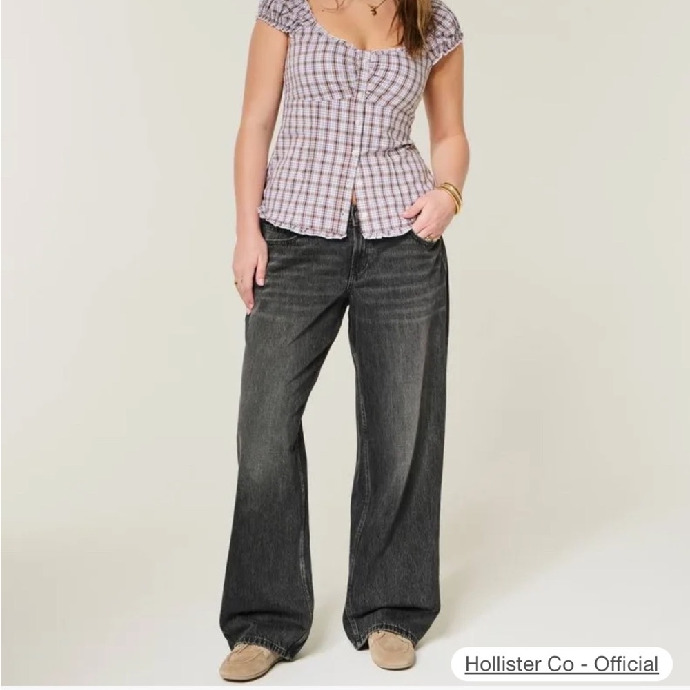 Hollister Low-Rise Baggy Jeans - Washed Black - Size W26 Long - GUC